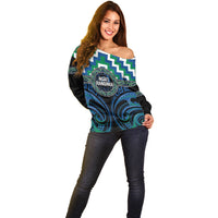 Aotearoa Ngati Ranginui Personalised Off Shoulder Sweater Maori Iwi Poutama Puhoro Tattoo LT14 - Polynesian Pride