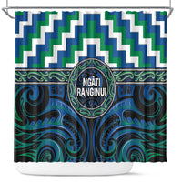 Aotearoa Ngati Ranginui Shower Curtain Maori Iwi Poutama Puhoro Tattoo LT14 Green - Polynesian Pride