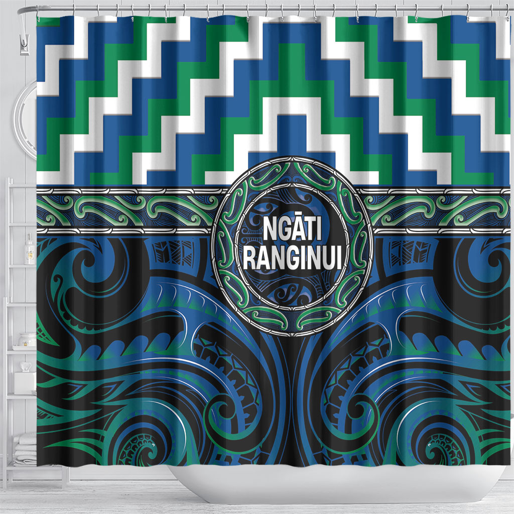 Aotearoa Ngati Ranginui Shower Curtain Maori Iwi Poutama Puhoro Tattoo LT14 - Polynesian Pride