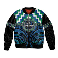 Aotearoa Ngati Ranginui Personalised Sleeve Zip Bomber Jacket Maori Iwi Poutama Puhoro Tattoo LT14 Unisex Green - Polynesian Pride