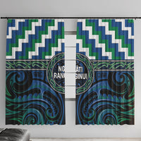 Aotearoa Ngati Ranginui Window Curtain Maori Iwi Poutama Puhoro Tattoo LT14 With Hooks Green - Polynesian Pride
