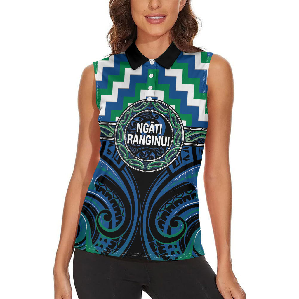 Aotearoa Ngati Ranginui Personalised Women Sleeveless Polo Shirt Maori Iwi Poutama Puhoro Tattoo LT14 - Polynesian Pride