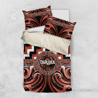Aotearoa Tapuika Bedding Set Maori Iwi Poutama Puhoro Tattoo LT14 US Twin 172cm x 218cm Red - Polynesian Pride