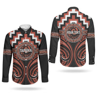 Aotearoa Tapuika Personalised Couples Matching Puletasi and Long Sleeve Button Shirt Maori Iwi Poutama Puhoro Tattoo LT14 - Polynesian Pride