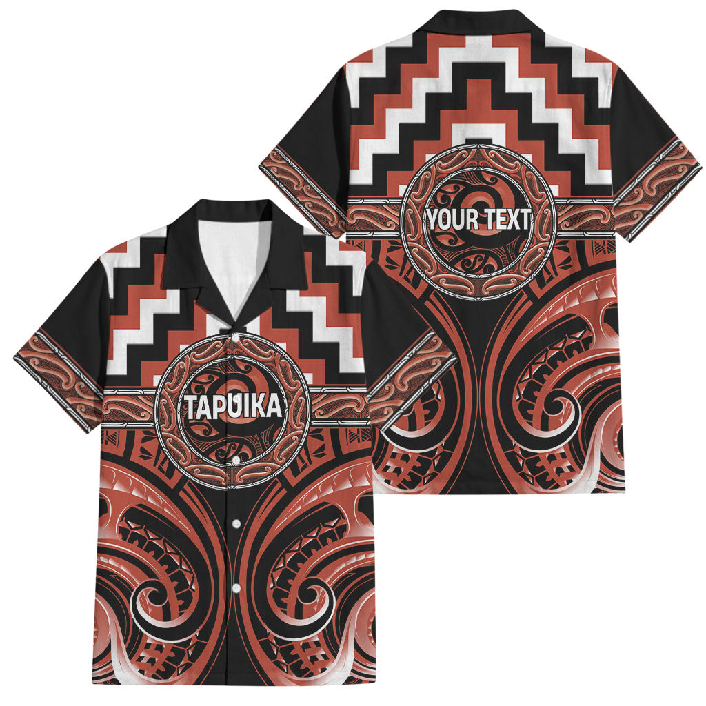 Aotearoa Tapuika Personalised Family Matching Puletasi and Hawaiian Shirt Maori Iwi Poutama Puhoro Tattoo LT14 Dad's Shirt - Short Sleeve Red - Polynesian Pride