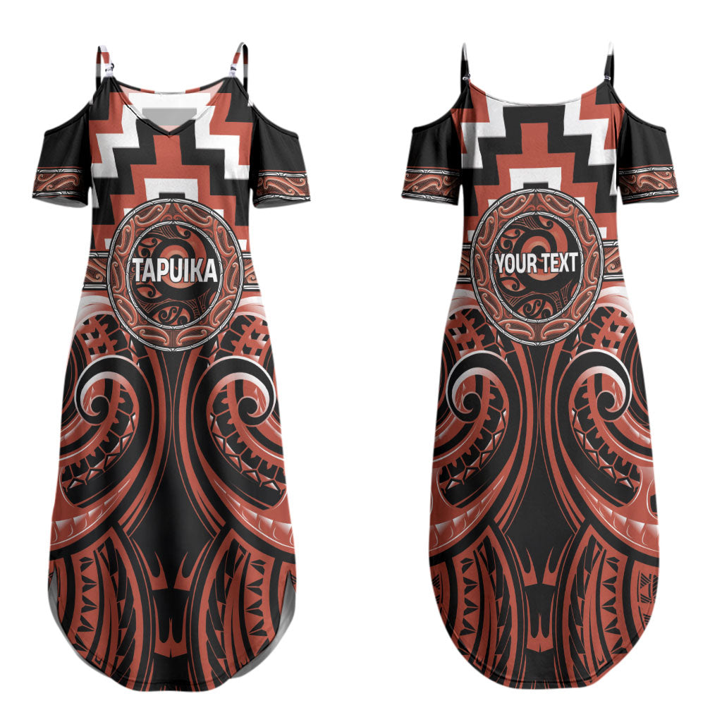 Aotearoa Tapuika Personalised Family Matching Summer Maxi Dress and Hawaiian Shirt Maori Iwi Poutama Puhoro Tattoo LT14 Mom's Dress Red - Polynesian Pride