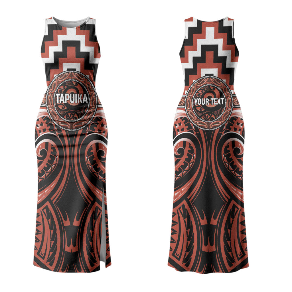 Aotearoa Tapuika Personalised Family Matching Tank Maxi Dress and Hawaiian Shirt Maori Iwi Poutama Puhoro Tattoo LT14 Mom's Dress Red - Polynesian Pride