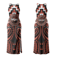 Aotearoa Tapuika Personalised Family Matching Tank Maxi Dress and Hawaiian Shirt Maori Iwi Poutama Puhoro Tattoo LT14 Mom's Dress Red - Polynesian Pride