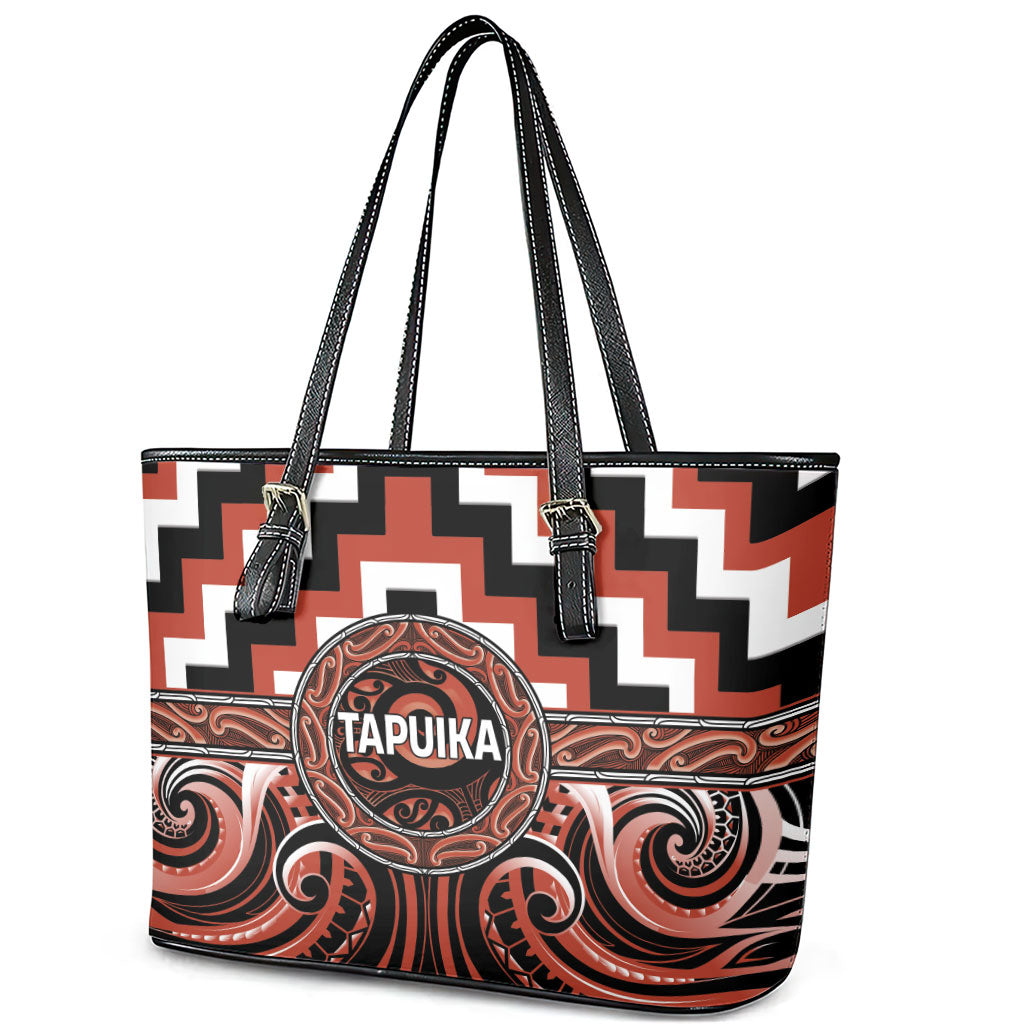 Aotearoa Tapuika Leather Tote Bag Maori Iwi Poutama Puhoro Tattoo LT14 - Polynesian Pride