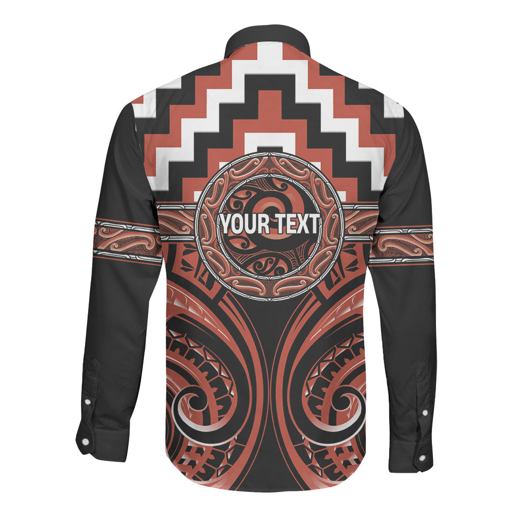 Aotearoa Tapuika Personalised Long Sleeve Button Shirt Maori Iwi Poutama Puhoro Tattoo LT14 - Polynesian Pride