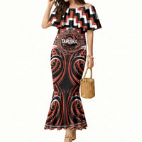 Aotearoa Tapuika Personalised Mermaid Dress Maori Iwi Poutama Puhoro Tattoo LT14 Women Red - Polynesian Pride