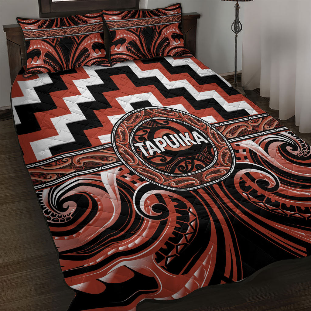Aotearoa Tapuika Quilt Bed Set Maori Iwi Poutama Puhoro Tattoo LT14 Red - Polynesian Pride