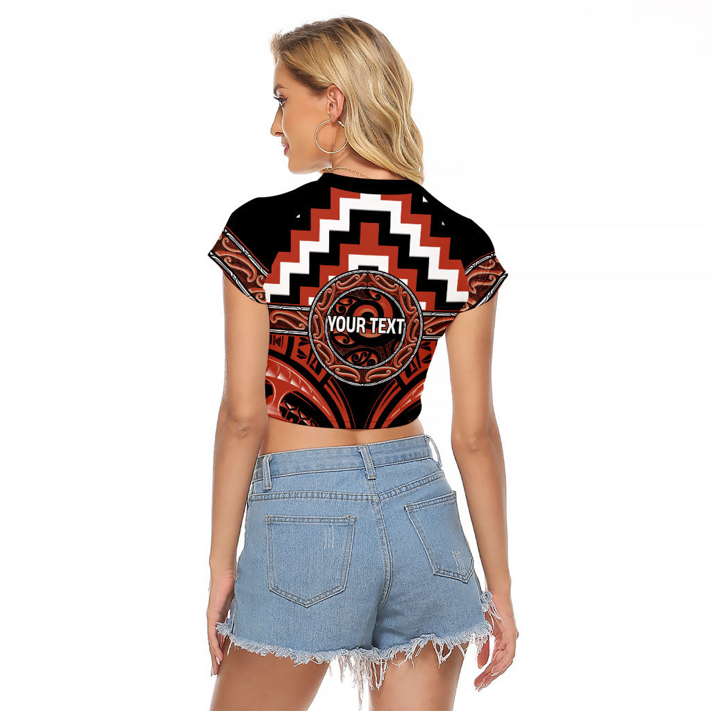 Aotearoa Tapuika Personalised Raglan Cropped T Shirt Maori Iwi Poutama Puhoro Tattoo LT14 - Polynesian Pride