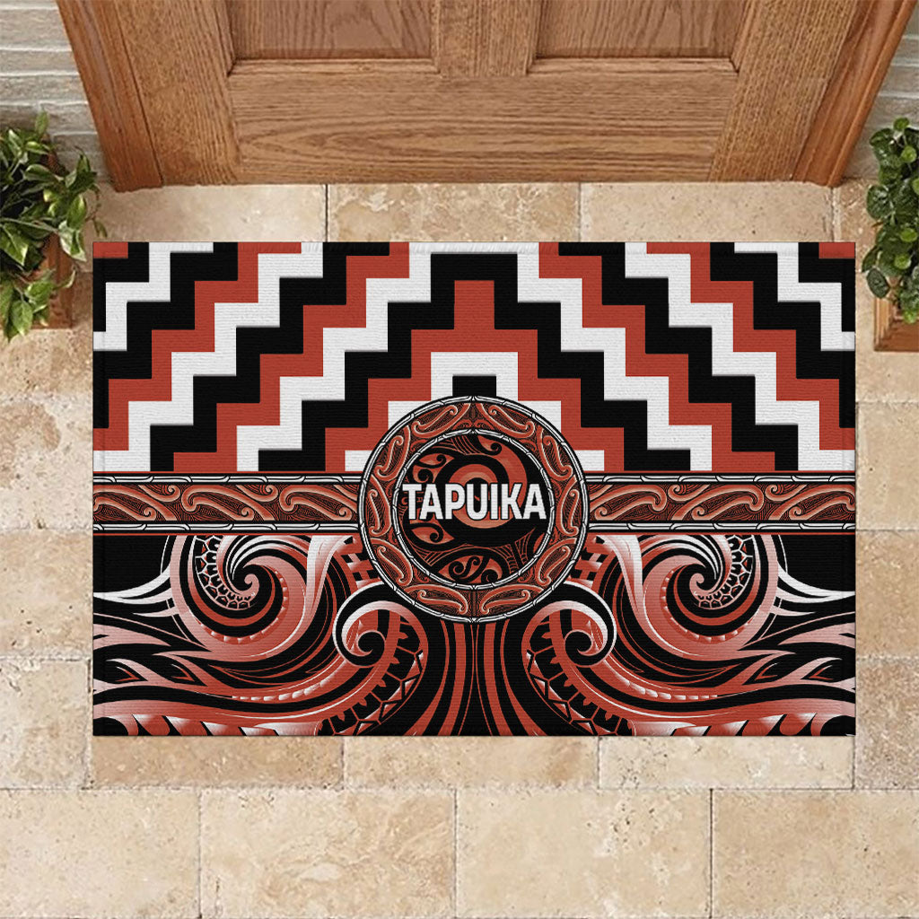 Aotearoa Tapuika Rubber Doormat Maori Iwi Poutama Puhoro Tattoo LT14 Red - Polynesian Pride