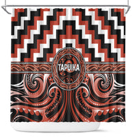Aotearoa Tapuika Shower Curtain Maori Iwi Poutama Puhoro Tattoo LT14 Red - Polynesian Pride
