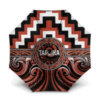 Aotearoa Tapuika Umbrella Maori Iwi Poutama Puhoro Tattoo LT14 One Size Folded 11.42 inch Opened Diameter 37.4 inch Red - Polynesian Pride