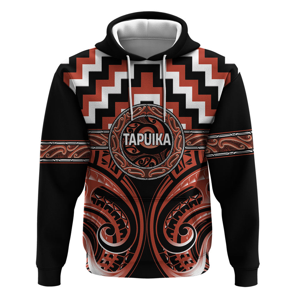 Aotearoa Tapuika Personalised Zip Hoodie Maori Iwi Poutama Puhoro Tattoo LT14 Pullover Hoodie Red - Polynesian Pride
