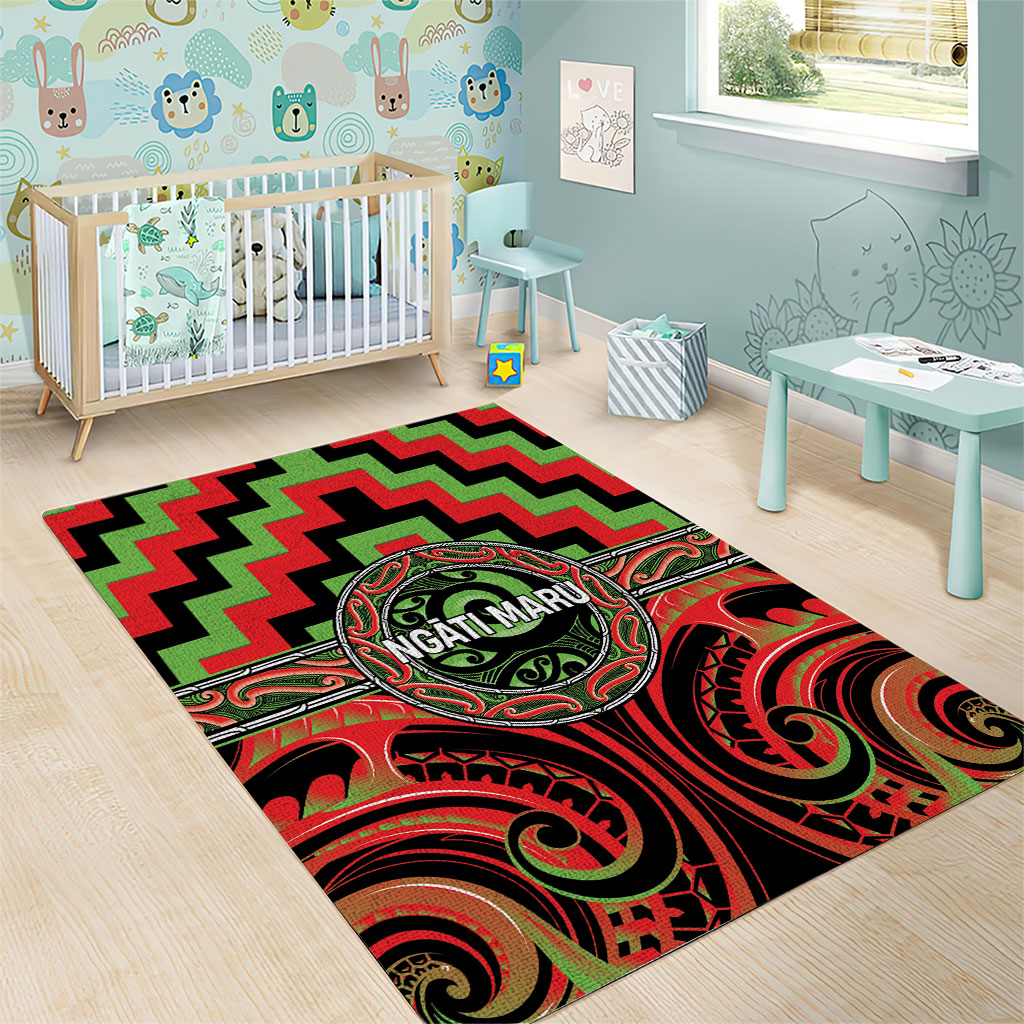 Aotearoa Ngati Maru Area Rug Maori Iwi Poutama Puhoro Tattoo LT14 - Polynesian Pride