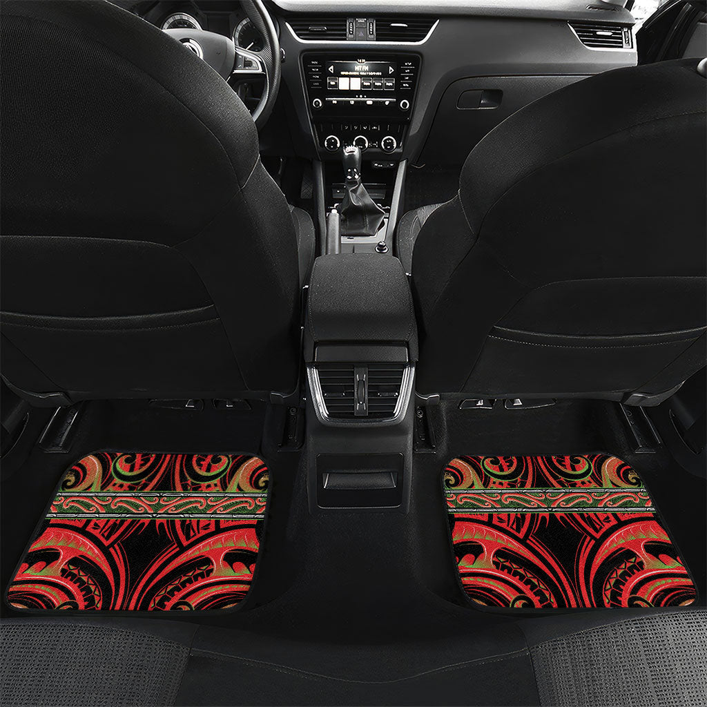 Aotearoa Ngati Maru Personalised Car Mats Maori Iwi Poutama Puhoro Tattoo LT14 Set 2pcs - Back Red - Polynesian Pride