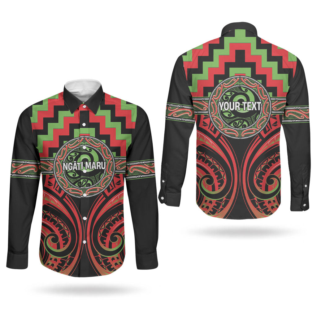Aotearoa Ngati Maru Personalised Couples Matching Summer Maxi Dress and Long Sleeve Button Shirt Maori Iwi Poutama Puhoro Tattoo LT14 - Polynesian Pride