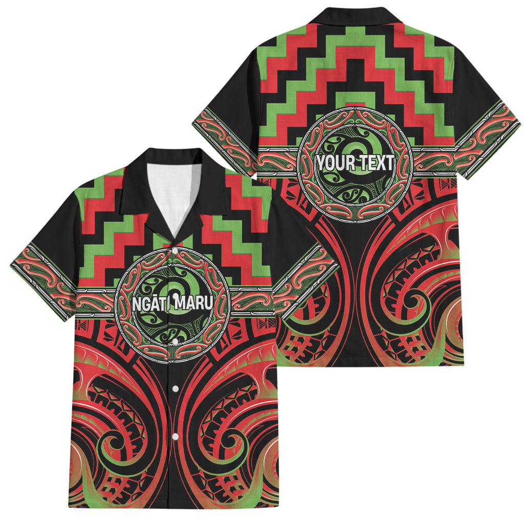 Aotearoa Ngati Maru Personalised Family Matching Short Sleeve Bodycon Dress and Hawaiian Shirt Maori Iwi Poutama Puhoro Tattoo LT14 Dad's Shirt - Short Sleeve Red - Polynesian Pride