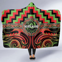Aotearoa Ngati Maru Hooded Blanket Maori Iwi Poutama Puhoro Tattoo LT14 One Size Red - Polynesian Pride