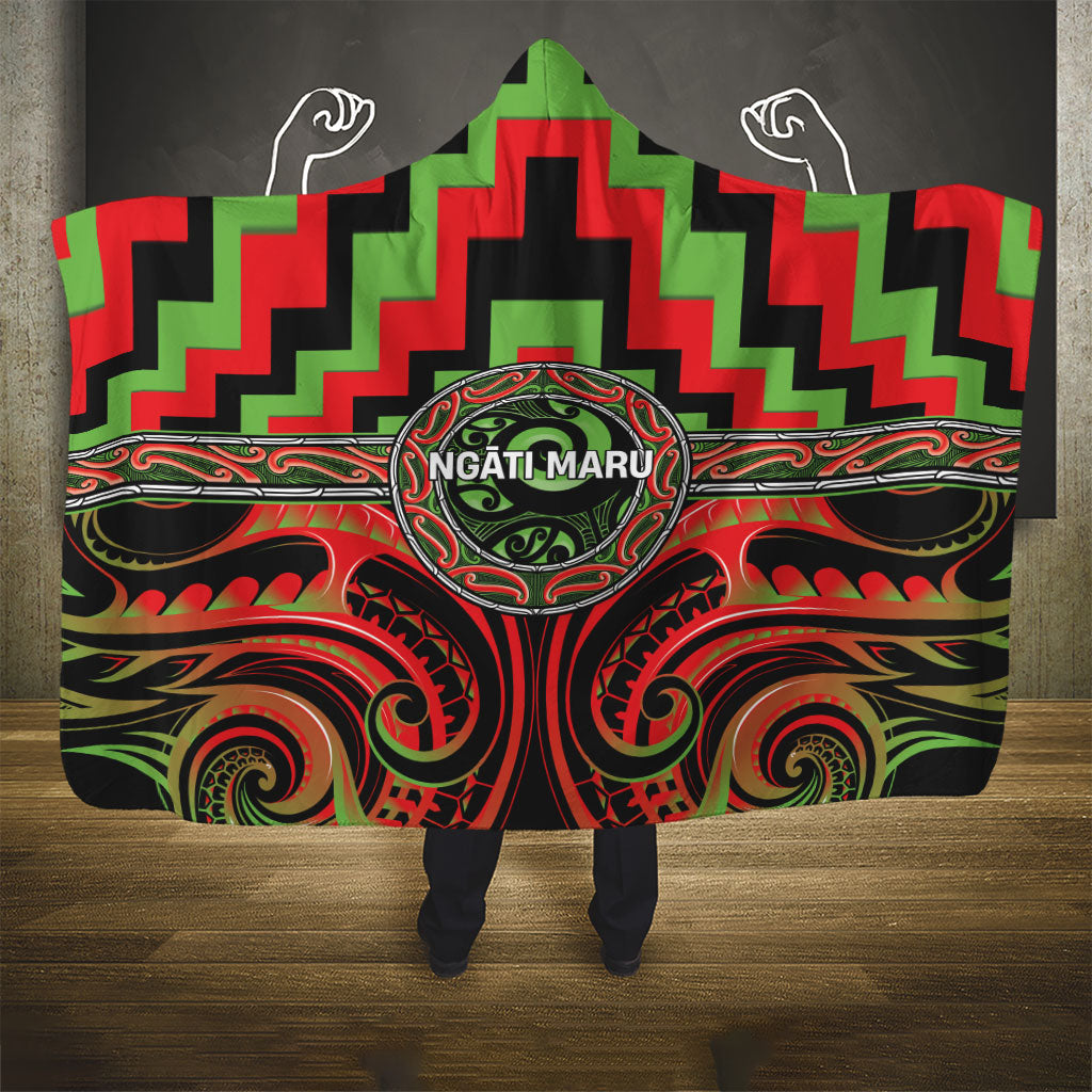 Aotearoa Ngati Maru Hooded Blanket Maori Iwi Poutama Puhoro Tattoo LT14 - Polynesian Pride