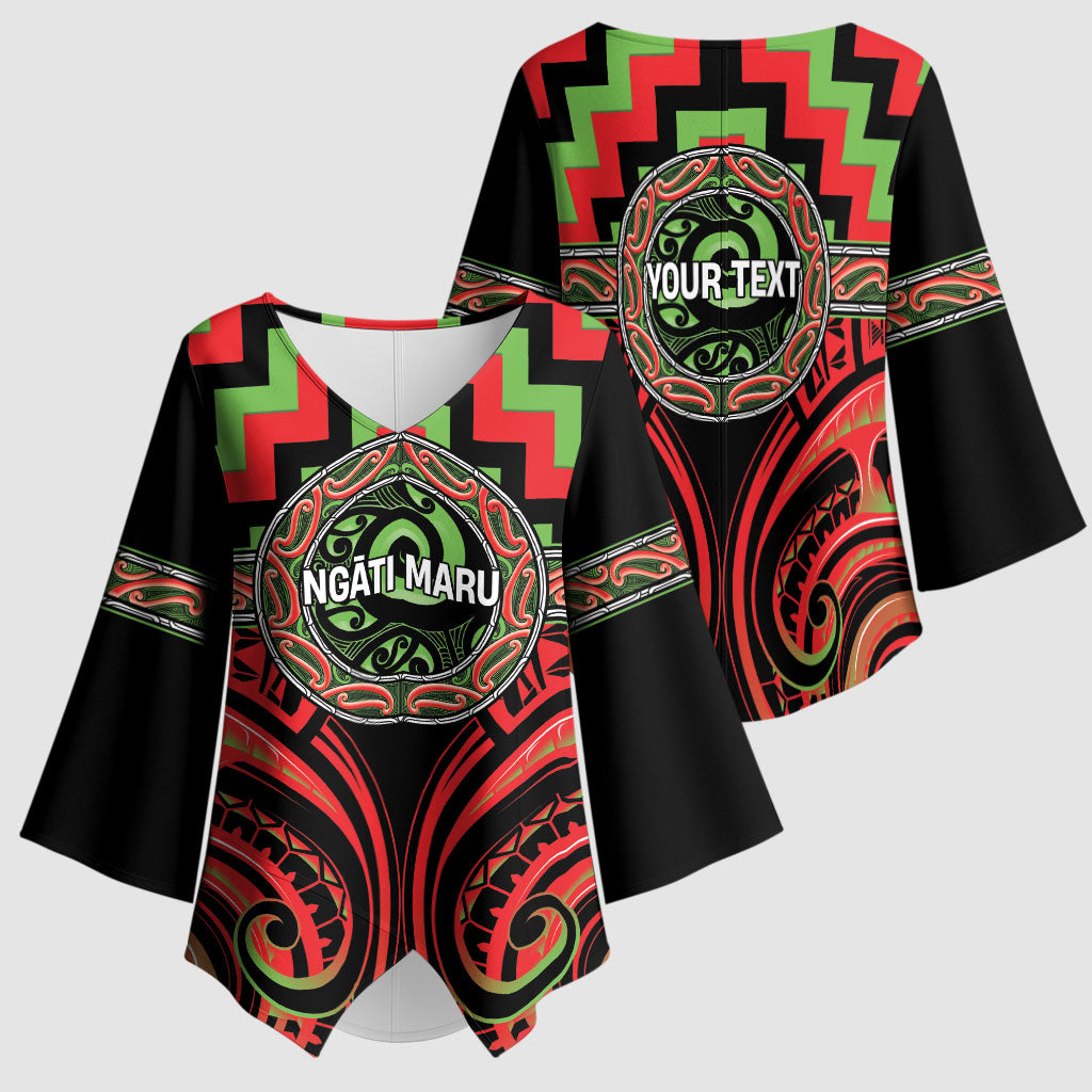Aotearoa Ngati Maru Personalised Kimono Sleeve Blouse Maori Iwi Poutama Puhoro Tattoo LT14 - Polynesian Pride