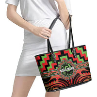 Aotearoa Ngati Maru Leather Tote Bag Maori Iwi Poutama Puhoro Tattoo LT14 - Polynesian Pride