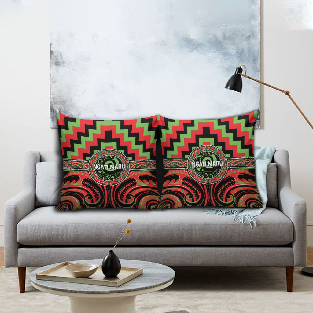 Aotearoa Ngati Maru Pillow Cover Maori Iwi Poutama Puhoro Tattoo LT14 - Polynesian Pride
