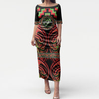 Aotearoa Ngati Maru Personalised Puletasi Maori Iwi Poutama Puhoro Tattoo LT14 Long Dress Red - Polynesian Pride