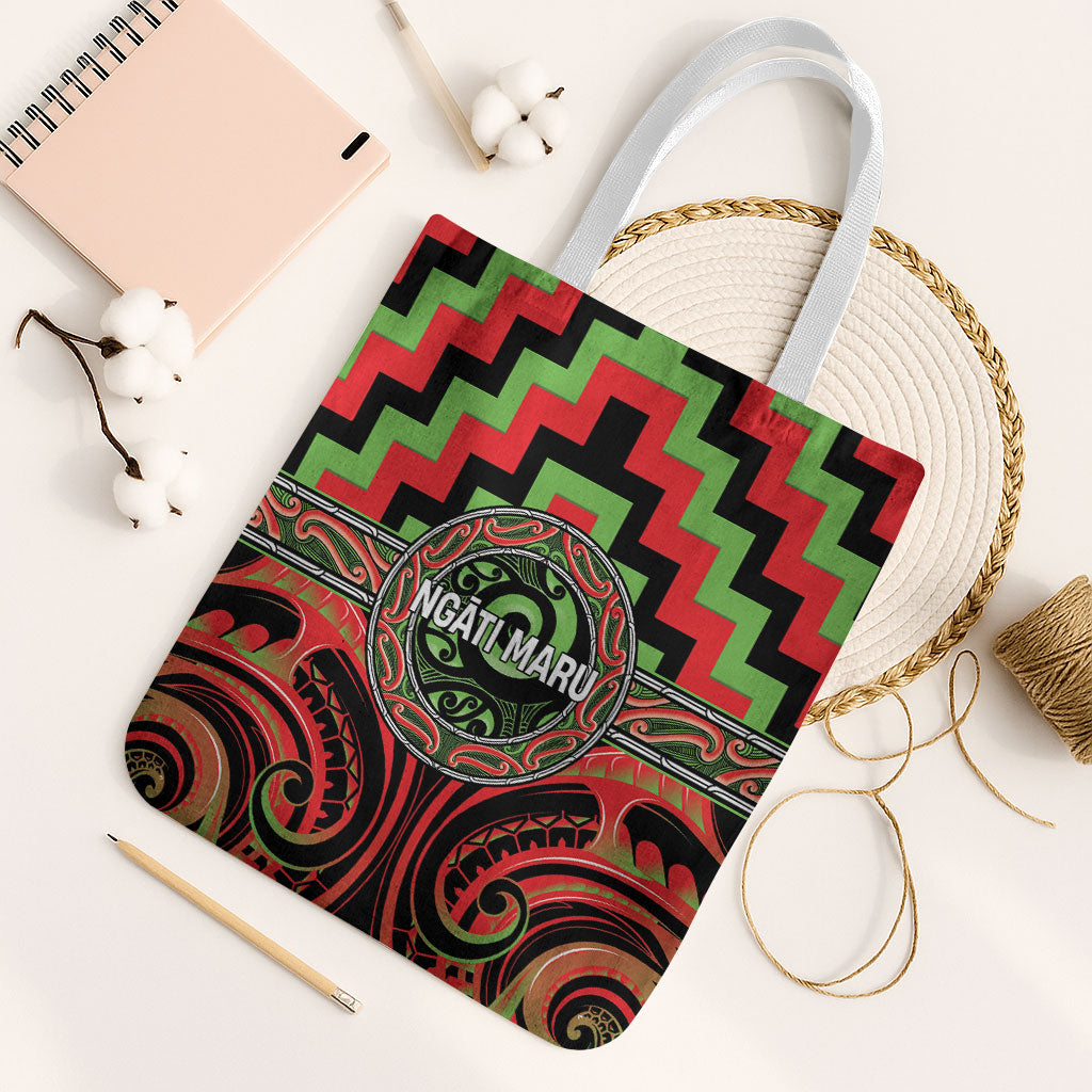 Aotearoa Ngati Maru Tote Bag Maori Iwi Poutama Puhoro Tattoo LT14 White Strap One Size Red - Polynesian Pride