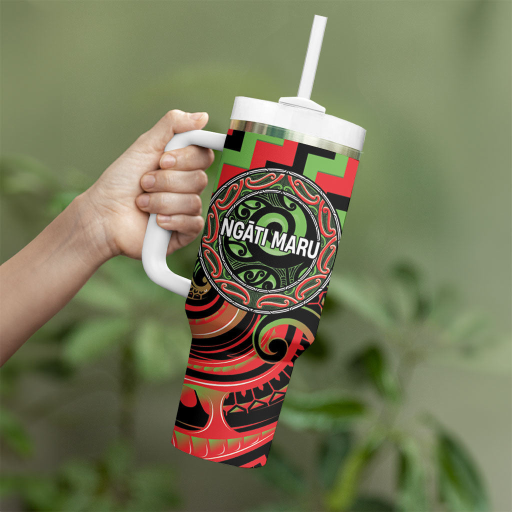Aotearoa Ngati Maru Personalised Tumbler With Handle Maori Iwi Poutama Puhoro Tattoo LT14 - Polynesian Pride