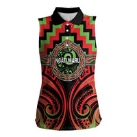 Aotearoa Ngati Maru Personalised Women Sleeveless Polo Shirt Maori Iwi Poutama Puhoro Tattoo LT14 Female Red - Polynesian Pride