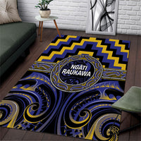 Aotearoa Ngati Raukawa Area Rug Maori Iwi Poutama Puhoro Tattoo LT14 Blue - Polynesian Pride