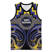 Aotearoa Ngati Raukawa Personalised Basketball Jersey Maori Iwi Poutama Puhoro Tattoo LT14 Unisex Blue - Polynesian Pride