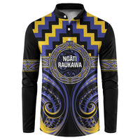 Aotearoa Ngati Raukawa Personalised Button Sweatshirt Maori Iwi Poutama Puhoro Tattoo LT14 Blue - Polynesian Pride