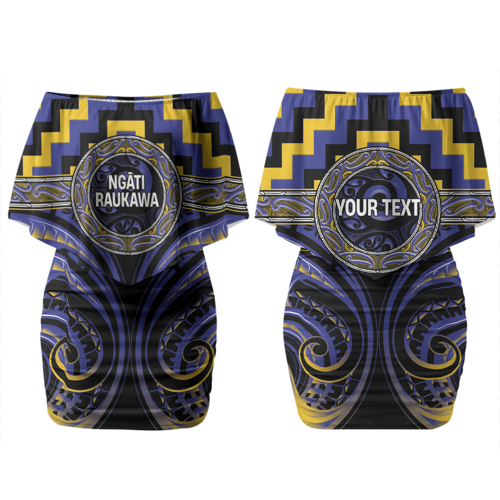 Aotearoa Ngati Raukawa Personalised Couples Matching Off Shoulder Short Dress and Hawaiian Shirt Maori Iwi Poutama Puhoro Tattoo LT14 - Polynesian Pride