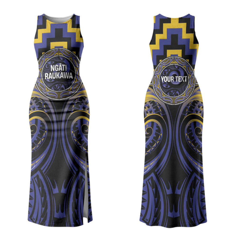 Aotearoa Ngati Raukawa Personalised Couples Matching Tank Maxi Dress and Long Sleeve Button Shirt Maori Iwi Poutama Puhoro Tattoo LT14 - Polynesian Pride