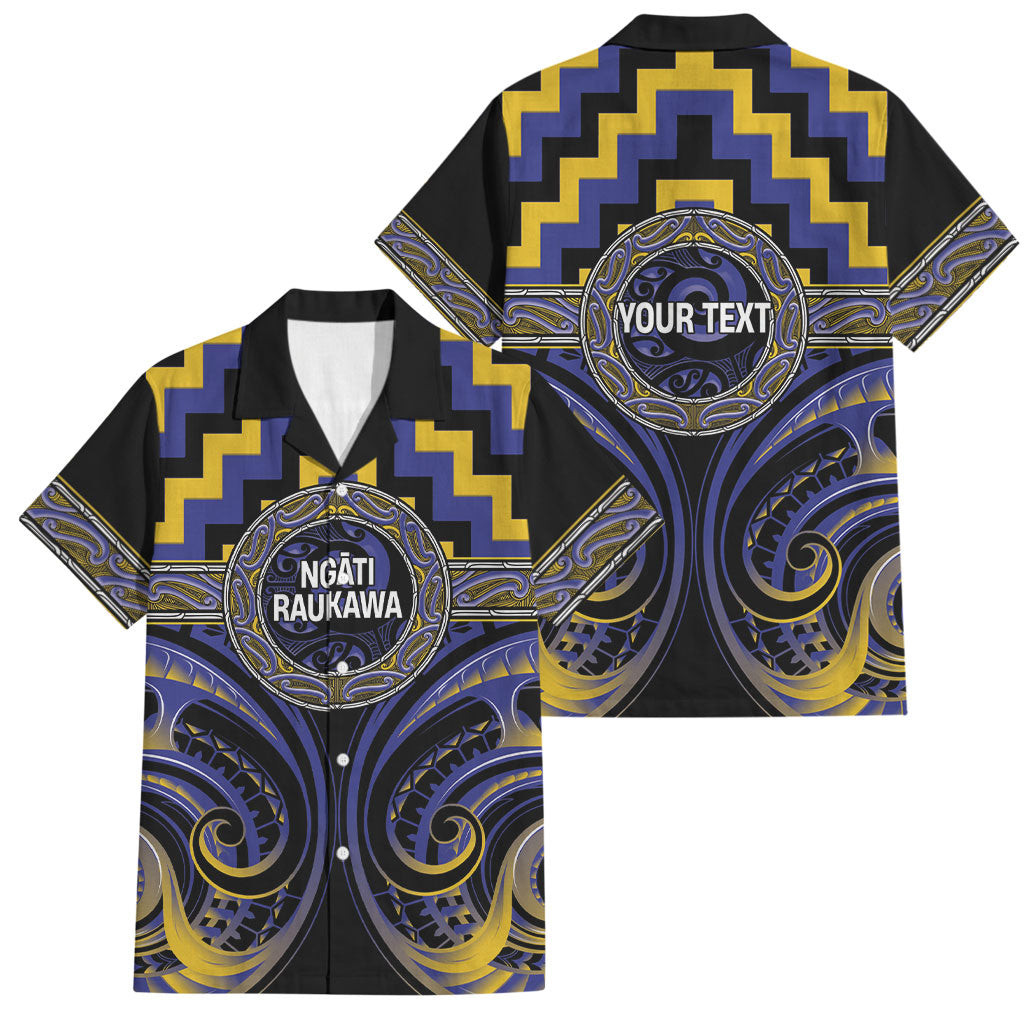 Aotearoa Ngati Raukawa Personalised Family Matching Mermaid Dress and Hawaiian Shirt Maori Iwi Poutama Puhoro Tattoo LT14 Dad's Shirt - Short Sleeve Blue - Polynesian Pride