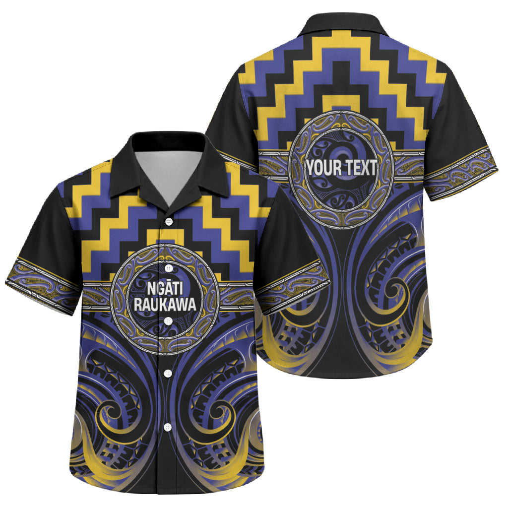 Aotearoa Ngati Raukawa Personalised Family Matching Off The Shoulder Long Sleeve Dress and Hawaiian Shirt Maori Iwi Poutama Puhoro Tattoo LT14 Son's Shirt Blue - Polynesian Pride