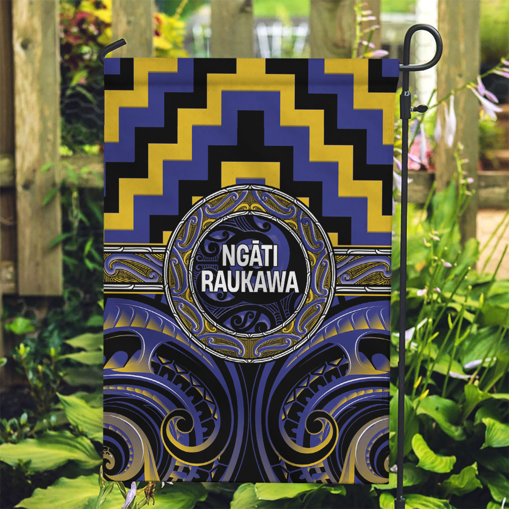 Aotearoa Ngati Raukawa Garden Flag Maori Iwi Poutama Puhoro Tattoo LT14 Garden Flag Blue - Polynesian Pride
