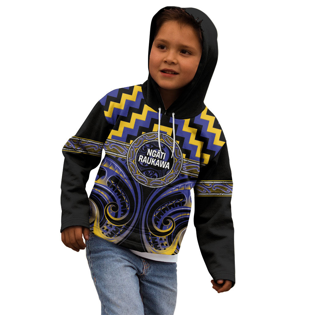 Aotearoa Ngati Raukawa Personalised Kid Hoodie Maori Iwi Poutama Puhoro Tattoo LT14 - Polynesian Pride