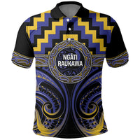 Aotearoa Ngati Raukawa Personalised Polo Shirt Maori Iwi Poutama Puhoro Tattoo LT14 Blue - Polynesian Pride