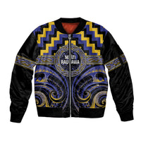 Aotearoa Ngati Raukawa Personalised Sleeve Zip Bomber Jacket Maori Iwi Poutama Puhoro Tattoo LT14 Unisex Blue - Polynesian Pride