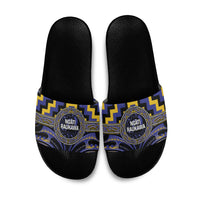 Aotearoa Ngati Raukawa Slide Sandals Maori Iwi Poutama Puhoro Tattoo LT14 Blue - Polynesian Pride