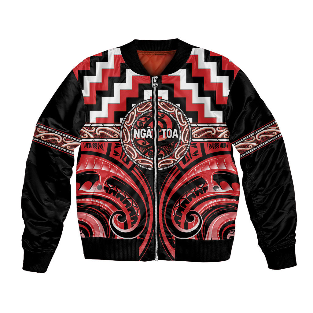 Aotearoa Ngati Toa Personalised Bomber Jacket Maori Iwi Poutama Puhoro Tattoo LT14 Unisex Red - Polynesian Pride