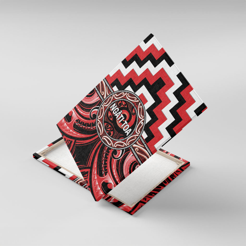 Aotearoa Ngati Toa Canvas Wall Art Maori Iwi Poutama Puhoro Tattoo LT14 With Frame Red - Polynesian Pride