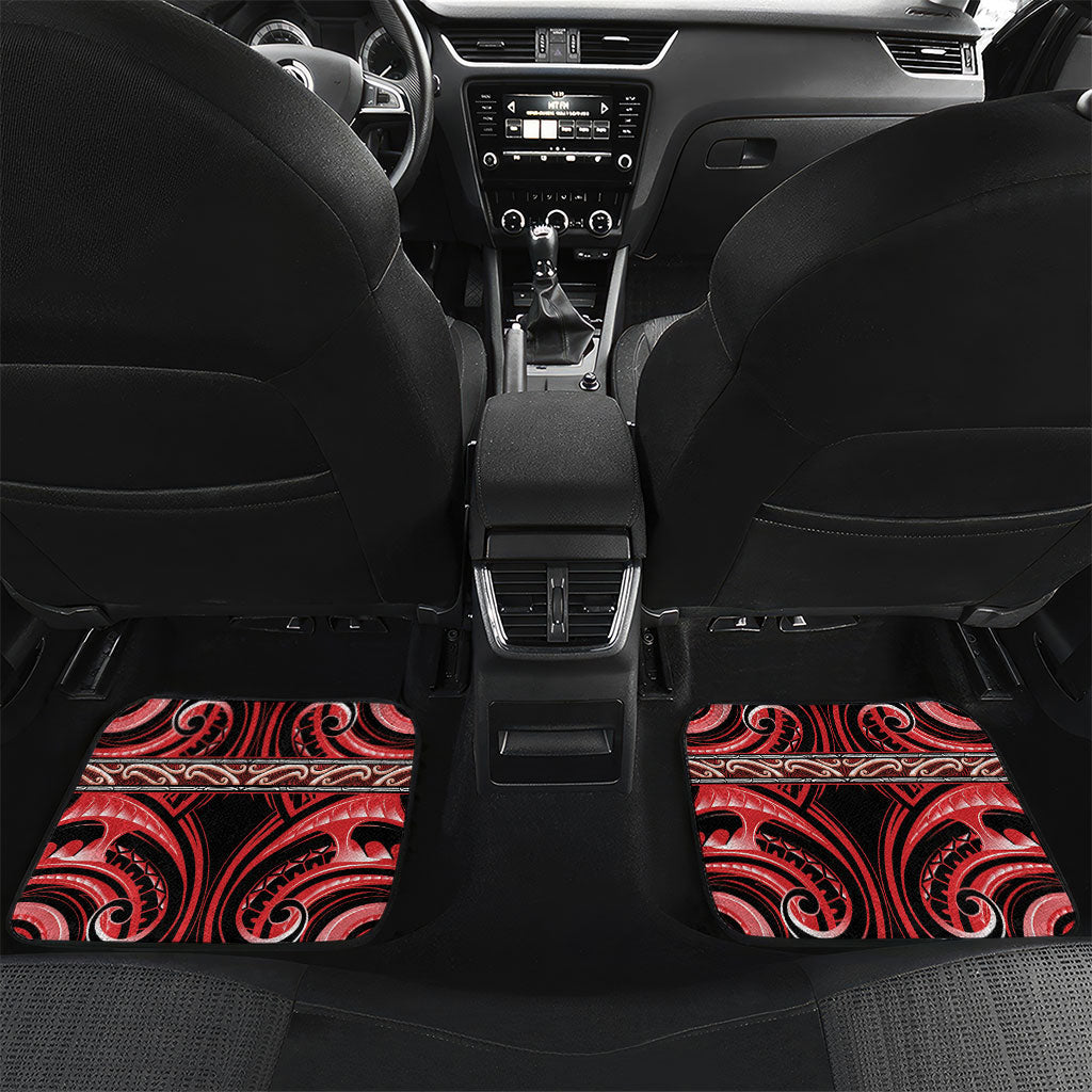Aotearoa Ngati Toa Personalised Car Mats Maori Iwi Poutama Puhoro Tattoo LT14 Set 2pcs - Back Red - Polynesian Pride