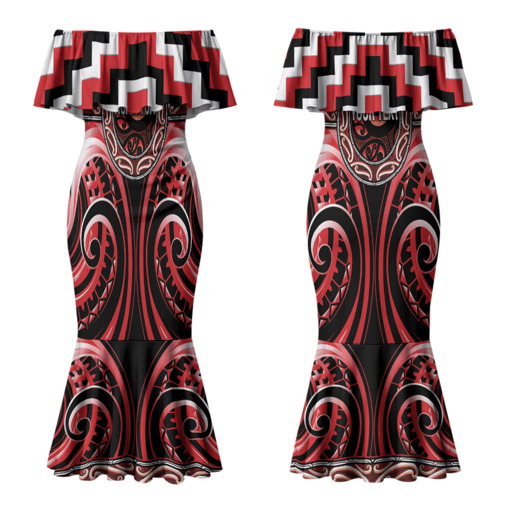 Aotearoa Ngati Toa Personalised Couples Matching Mermaid Dress and Hawaiian Shirt Maori Iwi Poutama Puhoro Tattoo LT14 - Polynesian Pride